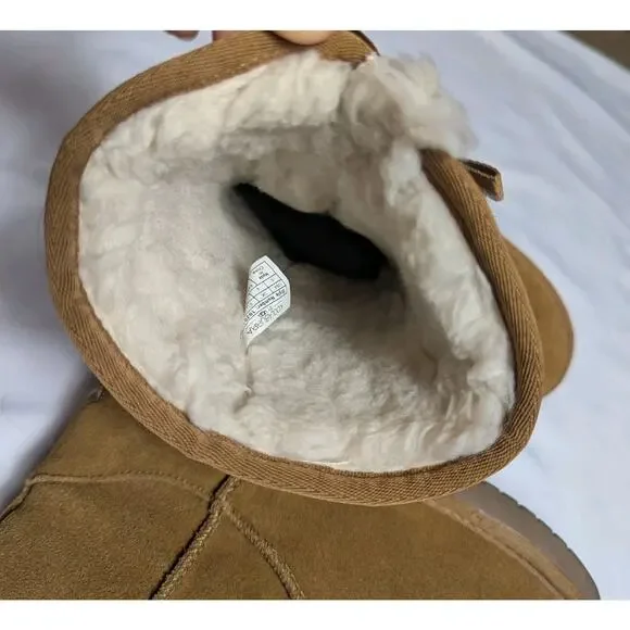 Koolaburra by UGG Chestnut Victoria Tall Bow Boots Tan Size 5 Fits 6 Or 6.5 - Picture 9 of 10